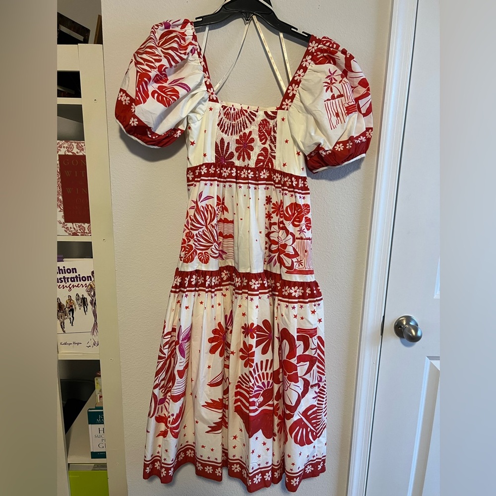 NWT The Farm Rio Rio Tiles Eng Midi Dress Floral A Line - Picture 11 of 15